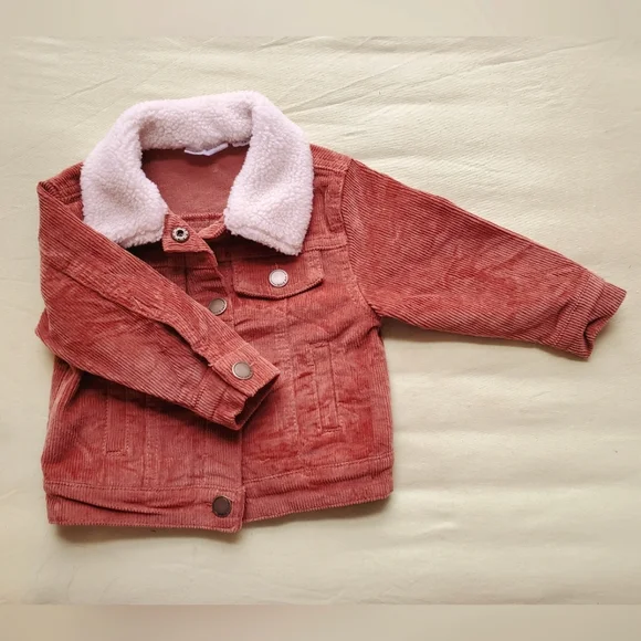 Jamie Kay Jackets Coats Jamie Kay Baby Toddler Button Up Corduroy Jacket With Sherpa Trim Size 62 Mos Poshmark